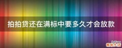 拍拍贷还在满标中要多久才会放款