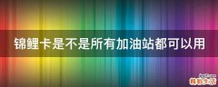 锦鲤卡是不是所有加油站都可以用