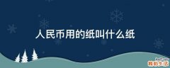人民币用的纸叫什么纸