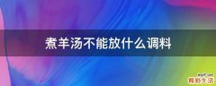 煮羊汤不能放什么调料