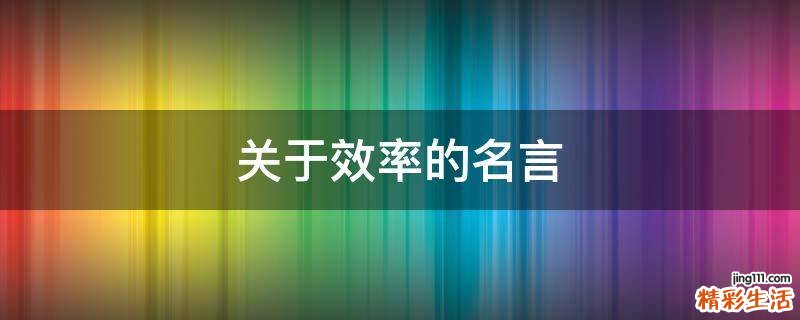 关于效率的名言