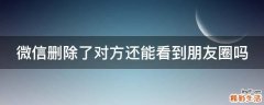微信删除了对方还能看到朋友圈吗