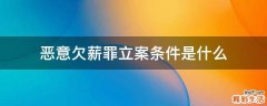 恶意欠薪罪立案条件是什么