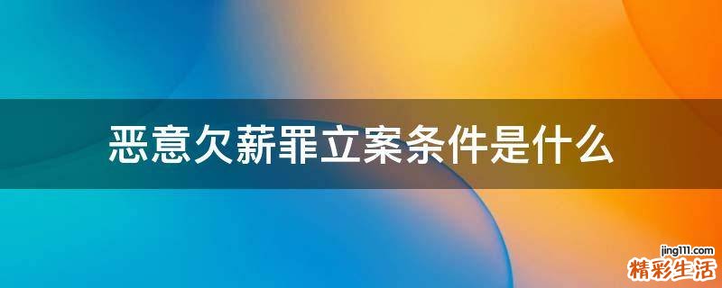 恶意欠薪罪立案条件是什么