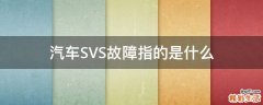 汽车SVS故障指的是什么