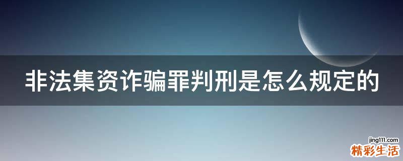 非法集资诈骗罪判刑是怎么规定的