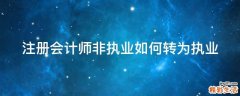 注册会计师非执业如何转为执业