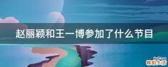 赵丽颖和王一博参加了什么节目