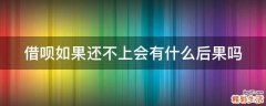 借呗如果还不上会有什么后果吗