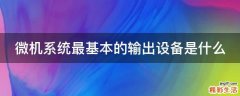 微机系统最基本的输出设备是什么