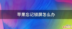 苹果忘记锁屏怎么办
