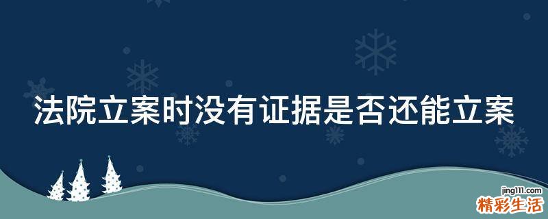 法院立案时没有证据是否还能立案