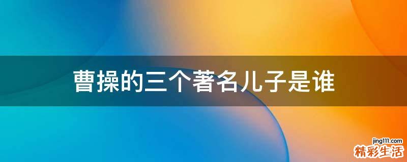 曹操的三个著名儿子是谁