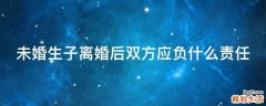 未婚生子离婚后双方应负什么责任
