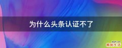 为什么头条认证不了