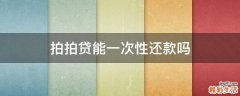 拍拍贷能一次性还款吗