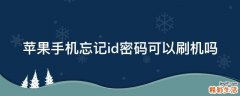 苹果手机忘记id密码可以刷机吗