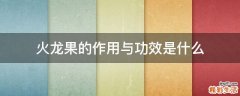 火龙果的作用与功效是什么