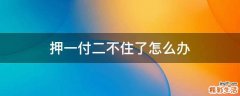 押一付二不住了怎么办
