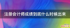 注册会计师成绩到底什么时候出来