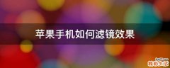苹果手机如何滤镜效果