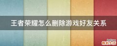 王者荣耀怎么删除游戏好友关系