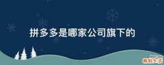 拼多多是哪家公司旗下的