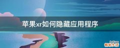 苹果xr如何隐藏应用程序
