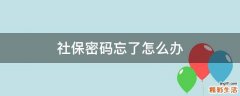 社保密码忘了怎么办