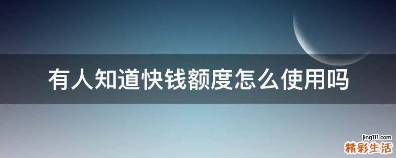 有人知道快钱额度怎么使用吗