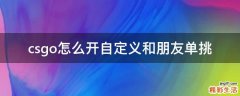 csgo怎么开自定义和朋友单挑
