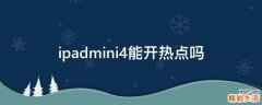 ipadmini4能开热点吗