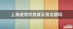 上海使用权房算买房名额吗
