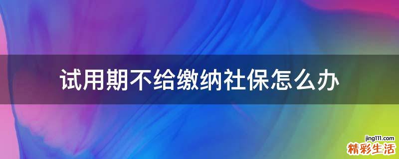 试用期不给缴纳社保怎么办