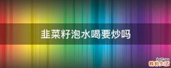 韭菜籽泡水喝要炒吗