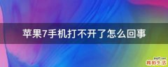 苹果7手机打不开了怎么回事