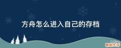 方舟怎么进入自己的存档