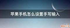 苹果手机怎么设置手写输入