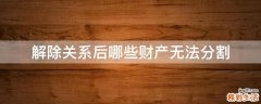 解除关系后哪些财产无法分割