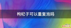 枸杞子可以重复泡吗