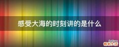 感受大海的时刻讲的是什么