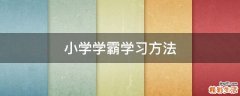 小学学霸学习方法
