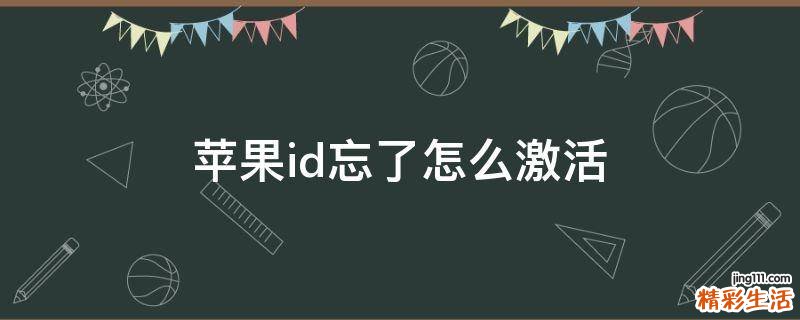 苹果id忘了怎么激活