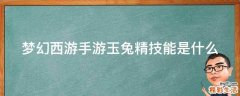 梦幻西游手游玉兔精技能是什么