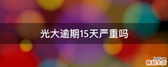 光大逾期15天严重吗