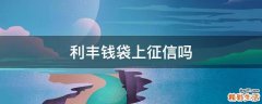 利丰钱袋上征信吗