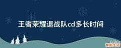 王者荣耀退战队cd多长时间