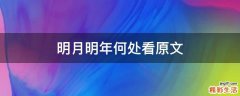 明月明年何处看原文