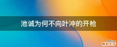 池诚为何不向叶冲的开枪