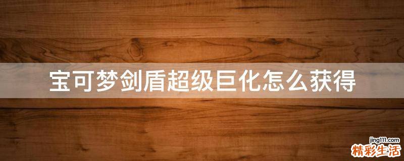 宝可梦剑盾超级巨化怎么获得